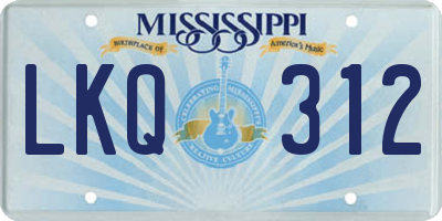 MS license plate LKQ312