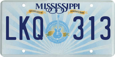 MS license plate LKQ313