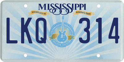 MS license plate LKQ314