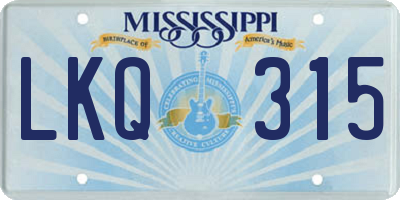 MS license plate LKQ315