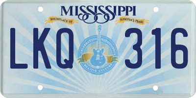 MS license plate LKQ316