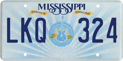 MS license plate LKQ324