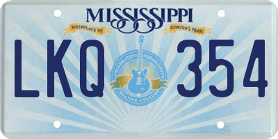 MS license plate LKQ354