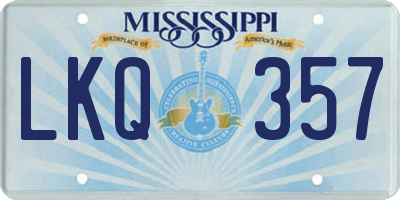 MS license plate LKQ357