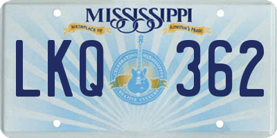 MS license plate LKQ362