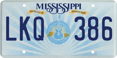 MS license plate LKQ386