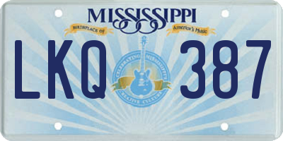 MS license plate LKQ387