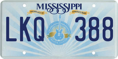 MS license plate LKQ388