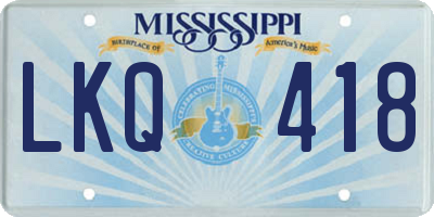 MS license plate LKQ418