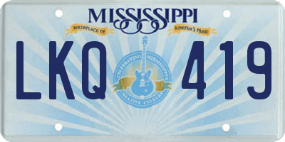 MS license plate LKQ419