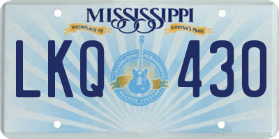 MS license plate LKQ430