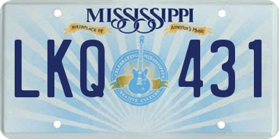 MS license plate LKQ431