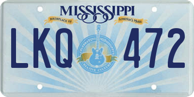 MS license plate LKQ472