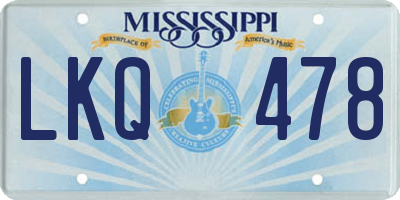 MS license plate LKQ478