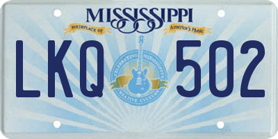 MS license plate LKQ502