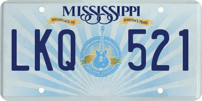 MS license plate LKQ521