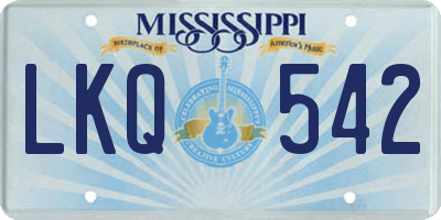 MS license plate LKQ542