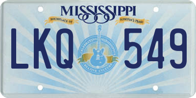 MS license plate LKQ549