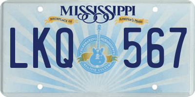 MS license plate LKQ567