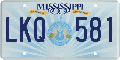 MS license plate LKQ581