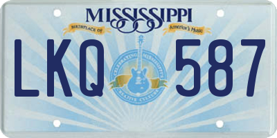 MS license plate LKQ587