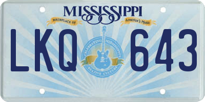 MS license plate LKQ643