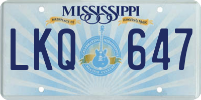 MS license plate LKQ647