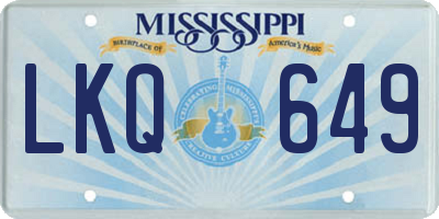MS license plate LKQ649