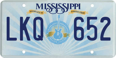 MS license plate LKQ652