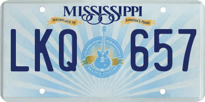 MS license plate LKQ657