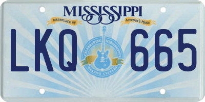MS license plate LKQ665