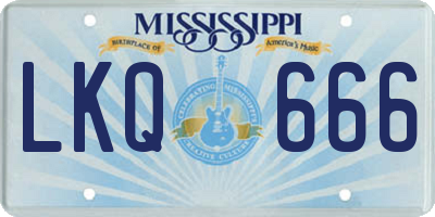 MS license plate LKQ666