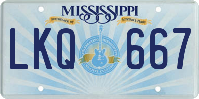 MS license plate LKQ667