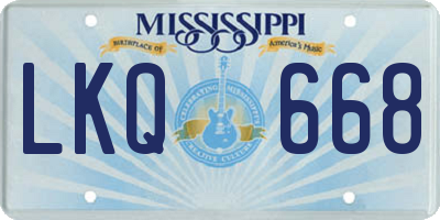 MS license plate LKQ668