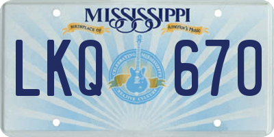 MS license plate LKQ670