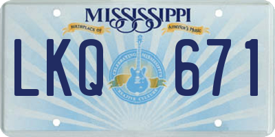 MS license plate LKQ671