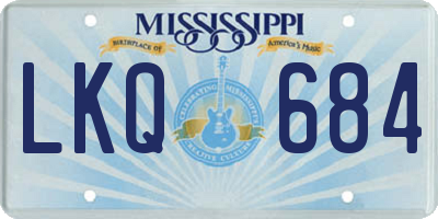 MS license plate LKQ684