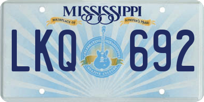MS license plate LKQ692
