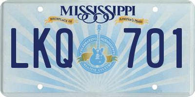 MS license plate LKQ701