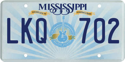 MS license plate LKQ702