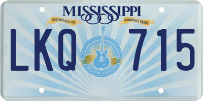MS license plate LKQ715