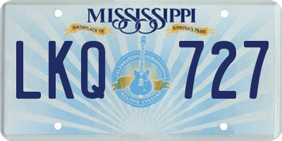 MS license plate LKQ727