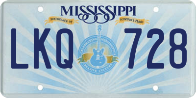 MS license plate LKQ728