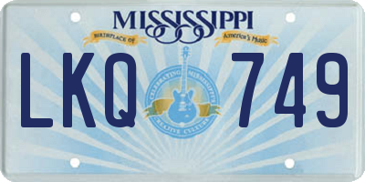 MS license plate LKQ749