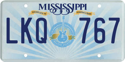 MS license plate LKQ767