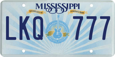 MS license plate LKQ777