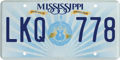 MS license plate LKQ778