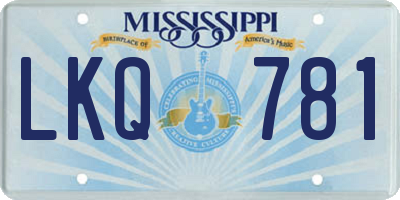 MS license plate LKQ781