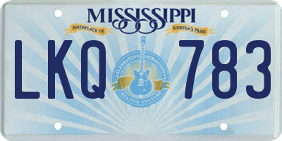 MS license plate LKQ783