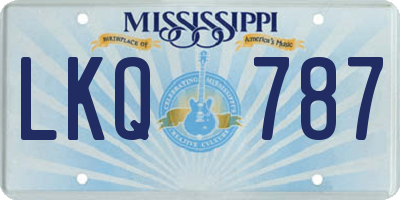MS license plate LKQ787